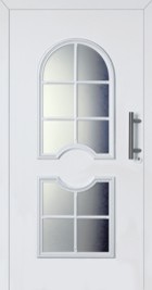 front door with windows allowing light